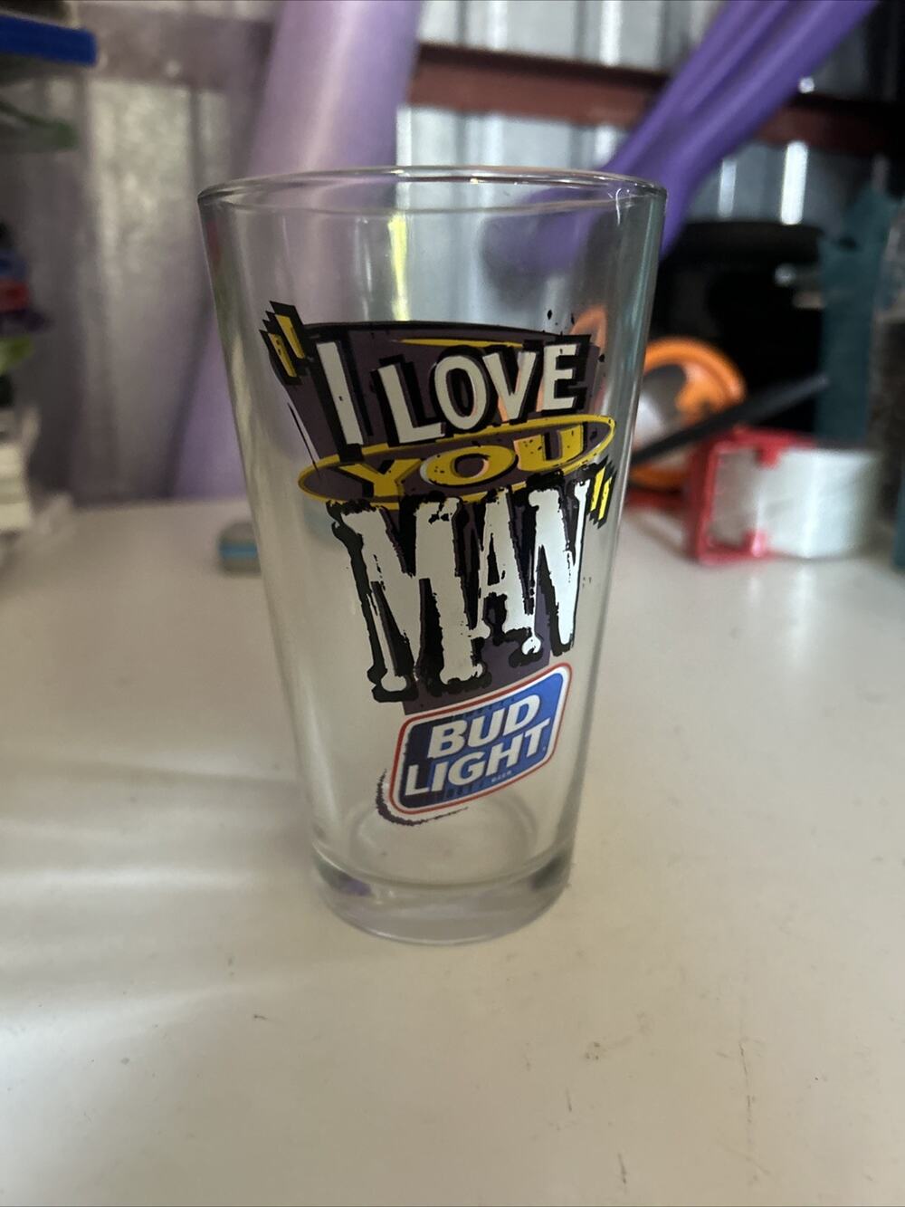 Bud Light "I Love You Man"1990s Pint Beer Glass Barware Vintage Advertising